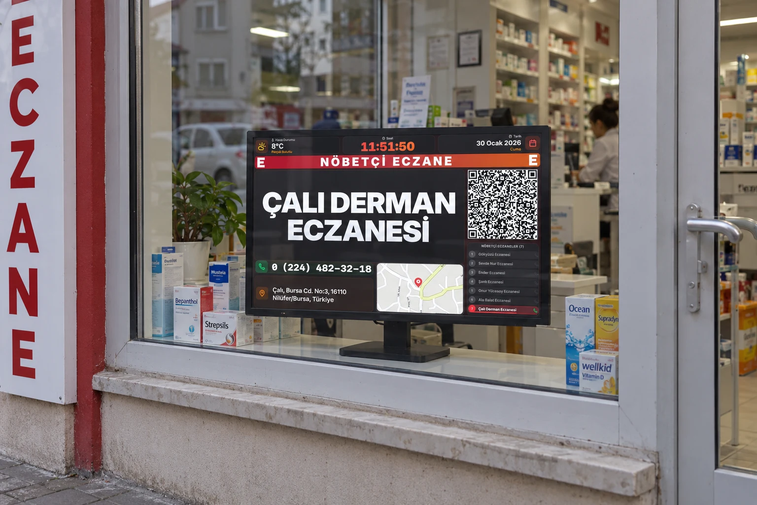 NöbetMini pharmacy window display